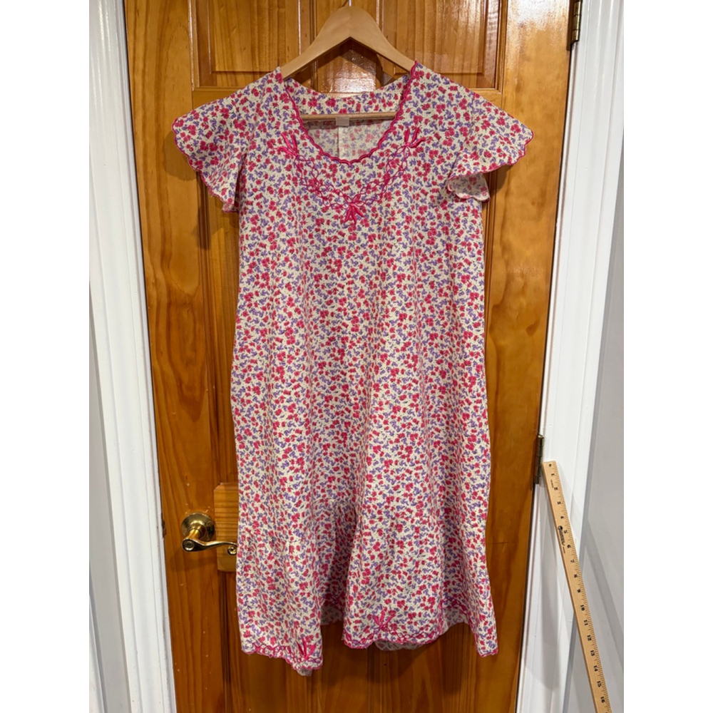 Lilia’s Collection Floral Nightgown Pink Purple Embroidered Lounge Dress